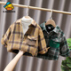 G.duck little yellow duck children's quilted thickened plaid shirt for boys and girls 2025 autumn and winter baby warm jacket children's brown 90 cm