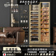 Brangdy German imported quality high-end solid wood cigar cabinet constant temperature and humidity compressor cedar wood with lock double door red wine ice bar maintenance embedded humidifier wine cabinet black 2/meter high (thin version 53c/m) double cigar (cedar wood liner)
