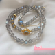 Beimeixing moonstone bracelet for women multi-circle blue light crystal three-circle bracelet for women gift beads 6mm gray moonlight and aquamarine inlaid accessories