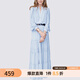 Meetmetro Mayer French Fairy Dress для женщин 2025 Осенью Новое высококачественное темперамент чистый и сексуальный платье для юбки Длинная юбка светло-голубая [Spot] M