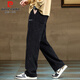 Pierre Cardin casual pants men's autumn and winter loose velvet thickened sports pants corduroy wide-leg trousers gray 3XL