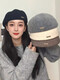 Korean style versatile beret for women 2025 autumn and winter new style elegant reverse wear forward hat retro wool painter hat mocha color M (56-58cm)