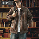JEEP SPIRIT Jeep tie-dye jacket men's gown spring and autumn 2025 trendy brand loose-sensing tool lapel jacket large size K15828 black M