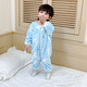 Children's double-layer jumpsuit pajamas for baby autumn and winter plus velvet and thickened flannel home romper baby warm sleeping bag blue polar bear double-layer thickened 120