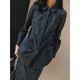 JUZUI Shopping Mall Same Style Zhimei Workplace Commuting Wool Shirt Women 2024 Winter Model JWED60108 Dark Gray L