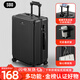 SOO luggage multi-functional luggage trolley case student large-capacity travel password case leather case cup holder black 26 inches