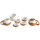 Sichuan Province intangible cultural heritage handmade porcelain bamboo tea set bamboo thread buckle porcelain Xishi pot silk bamboo cup conference gift for customers two-color mutton fat jade porcelain bamboo tea set eight-piece set