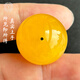 Yuzhi 1 item, 1 certificate, 1 shot, natural raw mineral chicken oil, yellow burnt leather, beeswax round beads, single bead diameter 22.9mm, 6.56g, diameter approximately 22.9mm, unique product G910