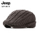 JEEP knitted woolen hat British beret women's versatile forward hat ear protection plus velvet warm men's peaked cap autumn and winter dark gray M (56-58cm)