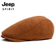 JEEP fashion suede beret men's autumn and winter retro peaked cap casual painter forward cap elastic head circumference black - suede peaked cap one size adjustable