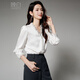 Late White New Product 2025 Autumn Style Elegant Shirt Fashion Lace Collar V-Neck Commuting Shirt Women White XL