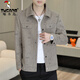 Woodpecker jacket men's spring and autumn new short jacket trendy casual versatile lapel men's tops 8357 Khaki XL 125-140Jin Jin equals 0.5 kg