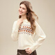 Betu women's 2025 winter new sweater half-zip Fair Isle jacquard design long-sleeved top for women 2510X12 light apricot M
