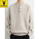 Playboy (PLAYBOY) Henry collar sweater men's autumn and winter American retro cable pattern long-sleeved sweater thickened inner base sweater 6002-cloud yarn gray thickened XL