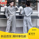 NACJOM International Girls Casual Sports Suit Women's Spring and Autumn Style High-end Long-sleeved Sweatshirt High-waisted Wide-leg Pants Two-piece Set Trendy Gray Two-piece Set 120cm