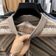 100% Wool Autumn and Winter New Men's Thickened Long Jacquard Casual Sweater Sleeve Cardigan 3773 Flower Camel 4XL