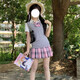 Girls 18 original jk uniform genuine plaid skirt sweater vest vest jk suit college style female autumn and winter stacking gray vest + Zi Feiyu + bow tie hanger airplane box XS