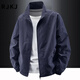 RJKJ Light Luxury Brand Men's Jackets Spring, Autumn and Winter New Outdoor Velvet Casual Stand Collar Trendy Tops Black - Spring and Autumn Regular - 8919 Jacket XL (Recommended 130-145Jin Jin is equal to 0.5kg)