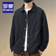 ROMON Men's Lapel Jacket 2025 Spring and Autumn New Solid Color Casual Handsome Top Loose Simple Fashion Windproof Jacket Regular Style 8802 Gray Green XL (Recommended 135-155 Jin Jin equals 0.5 kg)