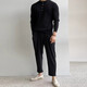 High quality sweater men's trendy brand Henry collar striped Italian business casual all-match bottoming sweater men's msn JCF M10# black XL