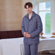 American Standard's new three-layer thickened cotton couple pajamas set men's cotton casual plaid can be worn outside home clothes, deep sea blue XL
