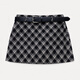 EGGKA Korean high-waist A-line plaid woolen skirt retro arm-wrap versatile short skirt E25B30166AF black S