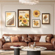 Collection of mid-season antique living room decoration paintings 2025 new sofa background wall hanging paintings French retro sunflower combination mural