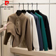 Pierre Cardin sweater men's autumn and winter velvet thickened bottoming sweater men's Henry collar warm inner sweater top Mi Xing M