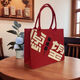 New Year National Trend Chinese Red Felt Handbag Souvenir Tote Bag Large Capacity Mid-Autumn Festival Gift Bag Customized Wishes Come True / 30*25*13cm