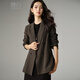 Late White Off-Size Clearance 2026 Spring Lyocell Linen Shoulder Suit Top Temperament Versatile Suit Jacket Women Brown M