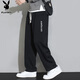 Playboy (PLAYBOY) casual pants men's pants men's autumn and winter wide-leg loose straight sports American sports pants black XL