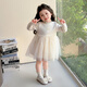 Disney (Disney) girls winter dress 2025 new children's autumn and winter velvet fashionable baby girl super beautiful princess dress off-white thickened and warm 110