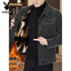Playboy Winter Warm Plus Velvet Thick Woolen Jacket Men's Slim Casual Lapel Jacket Winter Short Woolen Coat Gray # Velvet L 110-130