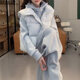 OUSIJIE large size women's Korean style stand-up collar cotton vest fashionable versatile jacket with sweatshirt and sweatpants three-piece suit for women blue vest + blue top + blue pants L 105-120Jin Jin equals 0.5 kg
