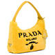 PRADA Re-Edition 00 Embroidered Lettering Logo Fabric Hobo Underarm Bag Handbag Mini Women's Yellow Basic Pack (Bag + Dust Bag)