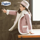 Dudant International Brand Girls Double-sided Woolen Coat Autumn and Winter 2025 New Girls Cashmere Nylon Woolen Coat Pink 130 cm