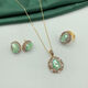 Obero WB28 Green Natural Pearl Inlaid Necklace Ring Small Earring Set Niche Fashion Versatile Women's Accessories