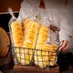 Suican long baked baguette bag, Lieba bag, toast bag, Western pastry transparent food grade packaging bag, caterpillar bread bag, flat mouth 13*40cm transparent bread bag, 100 pieces, free wire tie