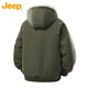 JEEP Jeep Cotton Clothes Men's Winter Thickened Warm Hooded Fur Collar Cotton Clothes Men's Jacket Black XL