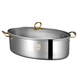 Ten Billion Bear 304 stainless steel multi-purpose fish steaming pot oval steamer 6.5L large capacity steaming fish plate household visible pot lid enlarged diameter/large capacity 1 layer-gold handle 39cm