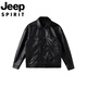 JEEP SPIRIT Jeep international brand autumn and winter trendy men's handsome high-end men's motorcycle short leather jacket jacket for men black 4XL