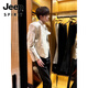 JEEP SPIRIT American short motorcycle leather jacket for men with high-end design, handsome and fashionable stand-up collar bomber jacket, gray, upgraded, high quality, versatile and fashionable, M 100-115Jin Jin is equal to 0.5kg. Collect and purchase for priority delivery.