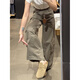 Du Xiaoxian American retro bias cut scimitar overalls men's spring and autumn trendy brand handsome pants multi-pocket straight trousers coffee color XL recommended 120-140Jin Jin equals 0.5 kg