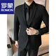ROMON suit suit men's velvet thickened warm wedding suit jacket business formal black professional workwear winter suit R08 (single piece) velvet black suit S recommended 80-95Jin Jin equals 0.5 kg