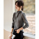 Shangjing's stylish and versatile half-turtle collar warm base layer embellished with gold buttons for fall and winter.