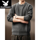 Playboy (PLAYBOY) American Henley Collar Old Money Style Tough Guy Sweater Men's Autumn Long Sleeve Loose Inner Casual Sweater Men's Flower Dark Gray M Suitable for -120Jin Jin is equal to 0.5 kg