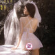 Hengjiuye focuses on high quality, sexy wedding dress, wedding gown, bed fire, 7763 white plump woman, veil + sling for sleeping