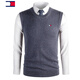 TOME BORNEKTomm Tommy men's wool vest autumn and winter round V-neck vest sweater thickened warm sweater vest navy blue V-neck L 175