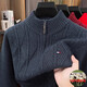 TOMMY JEANS Tommy Cardigan Men's Winter Half Turtle Collar Zipper Sweater Thickened Warm Knitted Twist Bottoming Shirt Camel XL 175 Recommended 140-155 Jin Jin equals 0.5 kg to wear