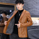 MGOLCPS men's leather jacket autumn and winter velvet thick Korean version trendy handsome suit leather jacket leather jacket motorcycle suit men's black ZW8937 non-velvet M
